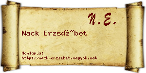 Nack Erzsébet névjegykártya
